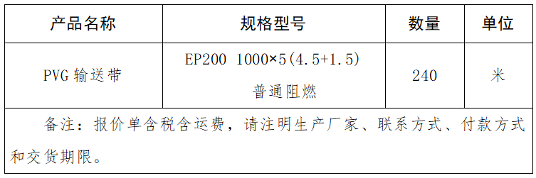 古交市千峰精煤有限公司 PVG輸送帶采購項目詢價公告.png